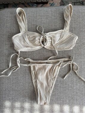 Seamolly Cream Ribbed Bikini Set | Size Small | Excellent Used Condition